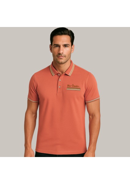 Kişiye Özel Nakışlı Cep Yaka Garnili Kısa Kollu Ribana Yaka Premium Nar Çiçeği Tişört L fiyatları