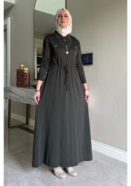 Hazan Triko Elbise Haki