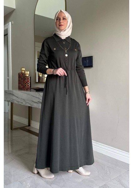 Hazan Triko Elbise Haki