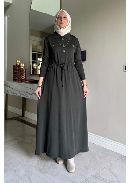 Hazan Triko Elbise Haki