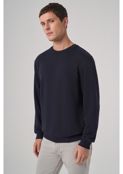 Erkek Lacivert Basic Bisiklet Yaka Sweatshirt fiyatları