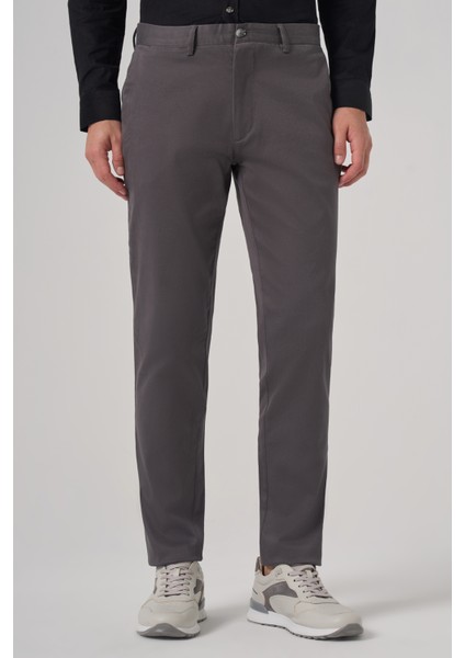 Erkek Füme Pamuk Trend Slim Fit Chino Pantolon