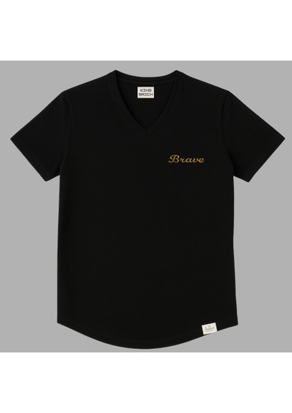 Kişiye Özel Nakışlı Yakası Biyeli Kısa Kollu V Yaka Premium Siyah Tişört 2xl modelleri