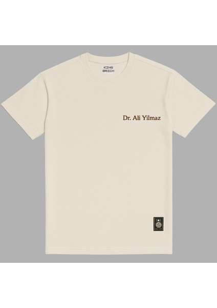 Kişiye Özel Nakışlı Yakası Biyeli Kısa Kollu Bisiklet Yaka Premium Bej Tişört S modelleri