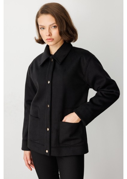 Kadın Torba Cepli Kısa Kaşe Mont 6087 Siyah fiyatları