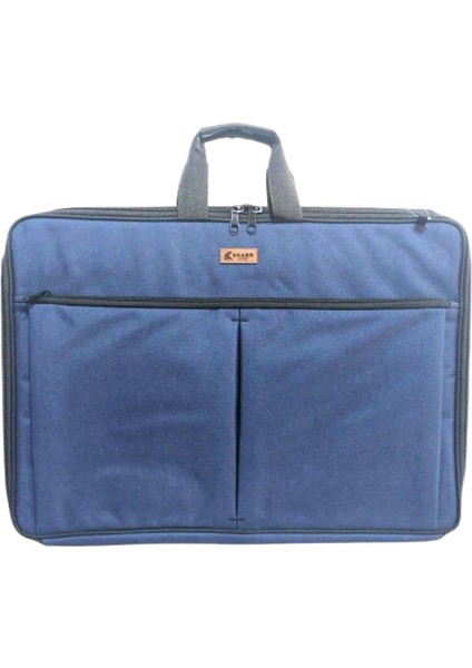 Askılı, Fermuarlı 50X70 Resim Çantası Su Geçirmez Ketenli Kumaş 55X75 Proje Çantası Körüklü Çift Bölme Lacivert