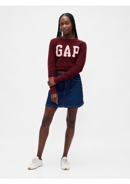 Kadın Bordo Gap Logo Intarsia Kazak indirimleri