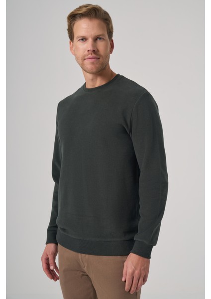 Erkek Haki Trend Bisiklet Yaka Sweatshirt fiyatları