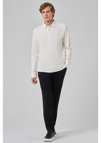 Erkek Ekru Pamuk Trend Ağaç Kabuğu Desen Dinamik Fit Polo Yaka Sweat-Shirt fiyatları