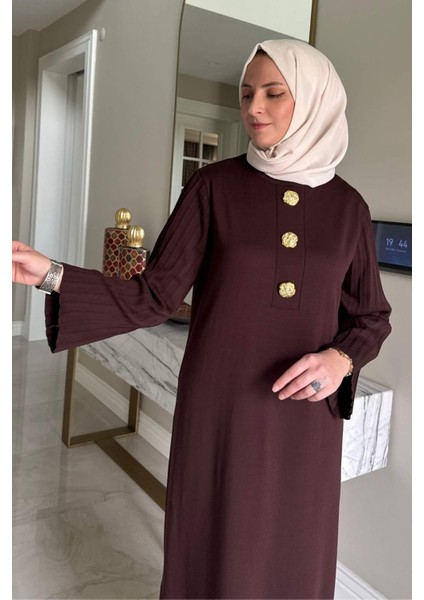 Banu Broşlu Triko Elbise Acı Kahve fiyatları