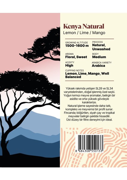 Kenya Natural Yöresel Filtre Kahve 250 Gr. fiyatları