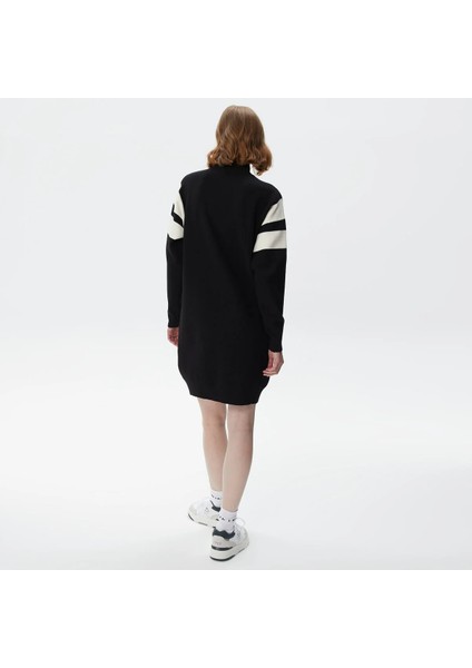 Kadın Loose Fit Uzun Kollu Bisiklet Yaka Siyah Elbise fiyatları