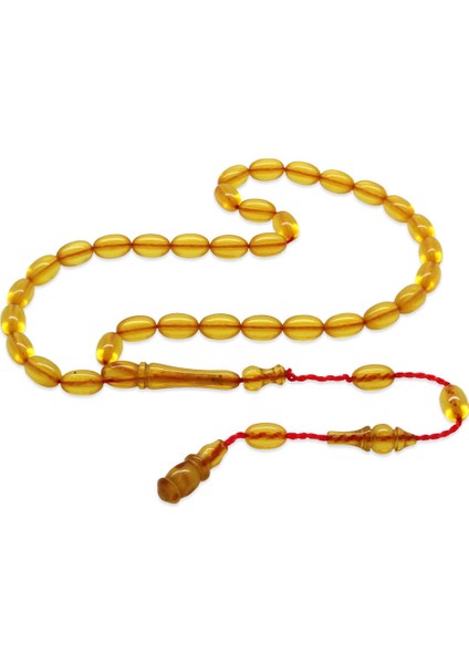 Sistemli Arpa Kesim Mini Boy Ihlamur Sarı Ateş Kehribar Tesbih