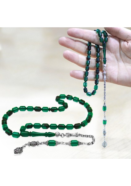 Kararmaz Metal Arnavut Püsküllü Uçlu Kapsül Kesim Yeşil Siyah Ateş Kehribar Tesbih fiyatları