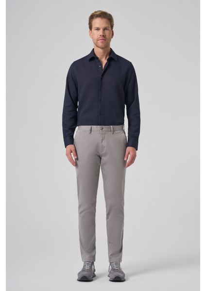 Erkek Gri Pamuk Trend Slim Fit Chino Pantolon modelleri
