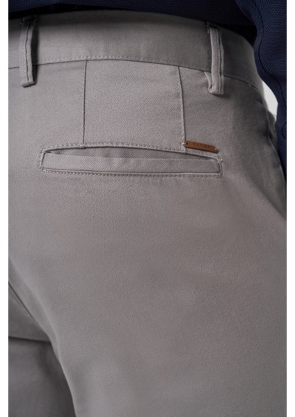 Erkek Gri Pamuk Trend Slim Fit Chino Pantolon fırsatları