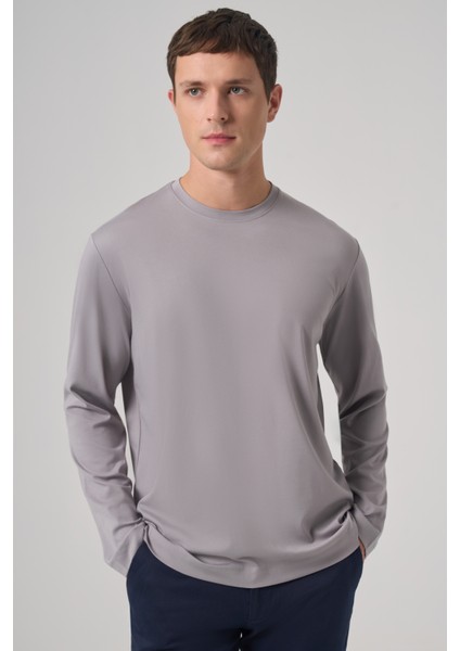 Erkek Açık Gri Trend Bisiklet Yaka Rayon Sweatshirt fiyatları