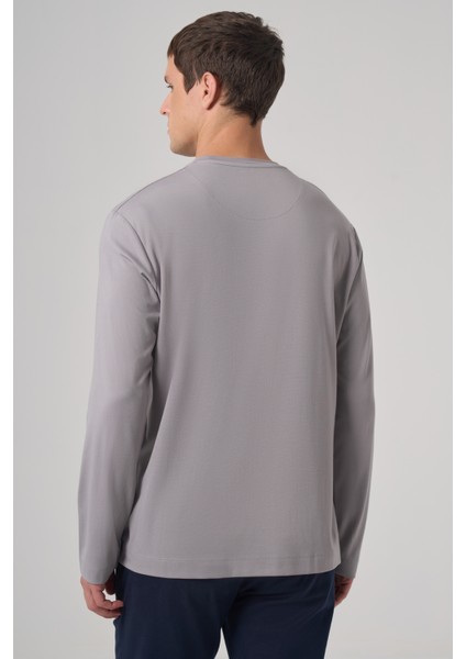 Erkek Açık Gri Trend Bisiklet Yaka Rayon Sweatshirt indirimleri