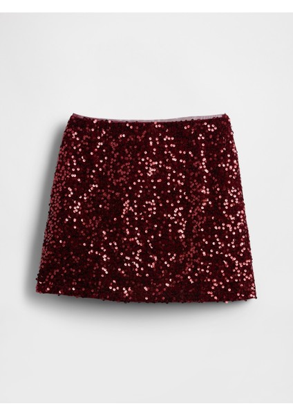 Kız Çocuk Bordo Payet Mini Etek fırsatları