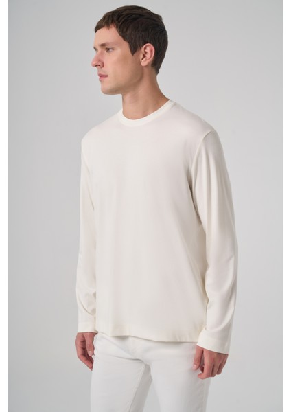 Erkek Ekru Trend Bisiklet Yaka Rayon Sweatshirt modelleri