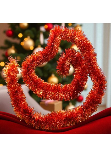 2 Metre Metalik Turuncu Yılbaşı Boyun Simi Turuncu Yumuşak Boyun Garlandı Dekor Turuncu Süsleme Simi