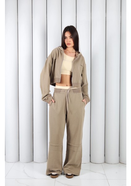 Kadın Açık Kahve Fermuarlı Kapüşonlu Eşofman Takımı | Msc 2616 fiyatları