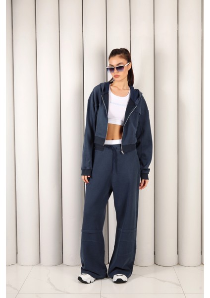 Kadın Indigo Fermuarlı Kapüşonlu Eşofman Takımı | Msc 2616 fiyatları