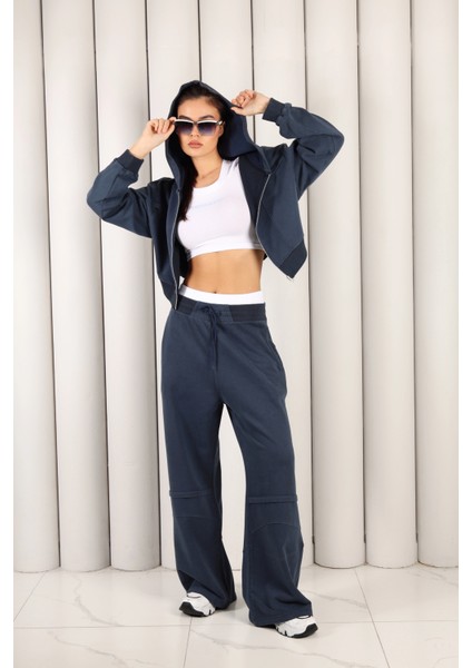 Kadın Indigo Fermuarlı Kapüşonlu Eşofman Takımı | Msc 2616 fırsatları