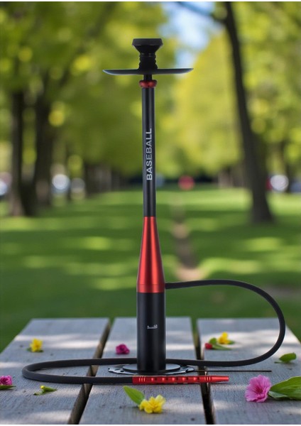 Beyzbol Sopası Tasarım Alüminyum Gövdeli Manyetik Zeminli 3 Bilyeli Modern Tahliyeli Nargile Takımı
