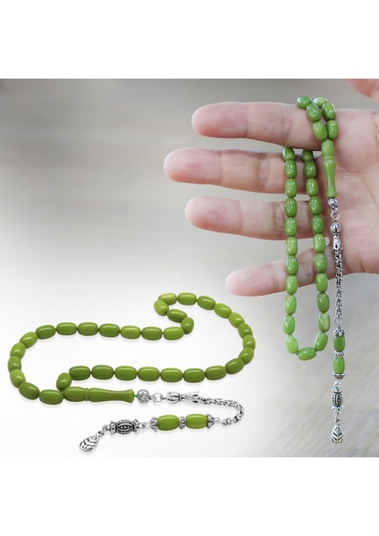 Kararmaz Metal Arnavut Zincir Püsküllü Özel Kesim Orman Yeşili Sıkma Kehribar Tesbih fiyatları