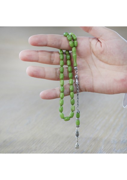 Kararmaz Metal Arnavut Zincir Püsküllü Özel Kesim Orman Yeşili Sıkma Kehribar Tesbih modelleri