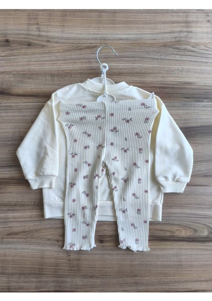 Laura Baby Çiçek Desenli Kız Bebek Çocuk Alt Üst Taytlı Takım