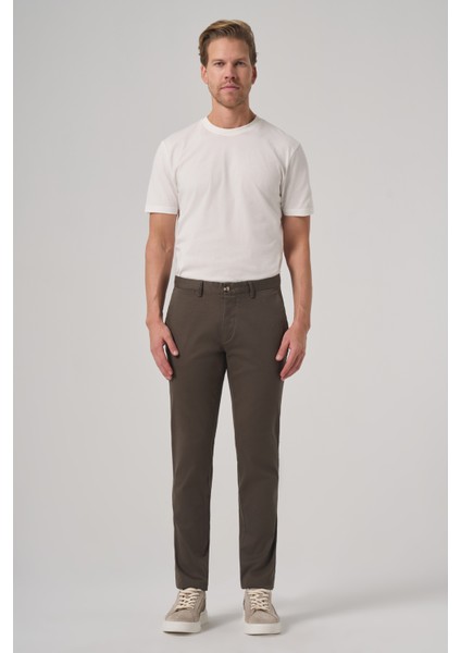 Erkek Haki Pamuk Trend Slim Fit Chino Pantolon modelleri