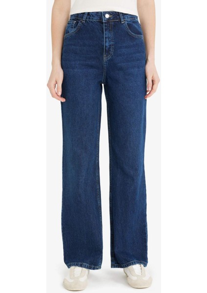 90's Wide Leg Yüksek Bel Uzun Jean Yıkamalı Pantolon E4269AX25SP