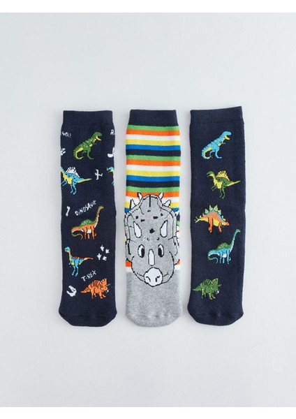 Yeni Sezon Desenli Erkek Çocuk Havlu Soket Çorap 3'lü