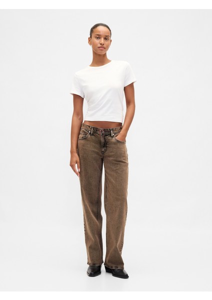 Kadın Kahverengi Low Rise '90S Jean Pantolon