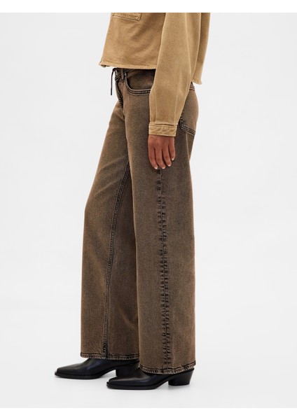 Kadın Kahverengi Low Rise '90S Jean Pantolon
