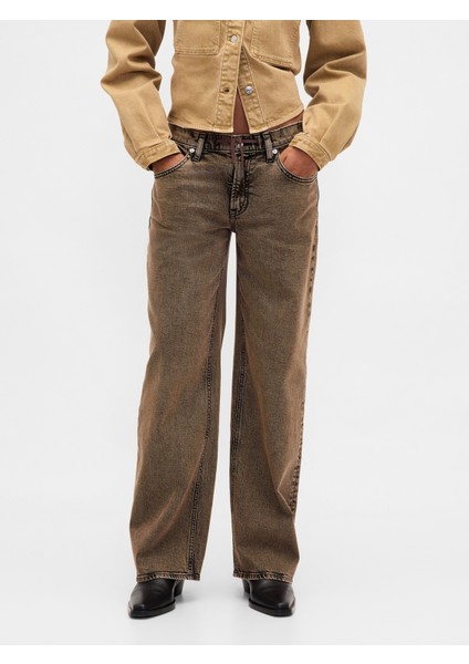 Kadın Kahverengi Low Rise '90S Jean Pantolon