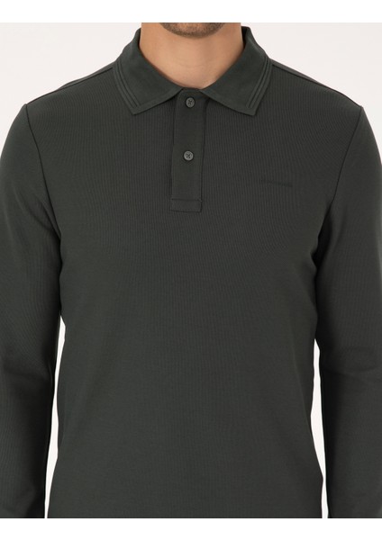 Erkek Koyu Haki Slim Fit Sweatshirt 50311678-VR111