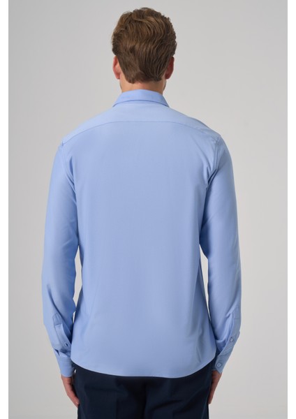 Erkek A. Mavi Trend Düz Slim Fit Tam Italyan Yaka Gömlek indirimleri