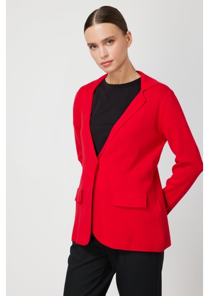 Kadın Ceket Yaka Triko Hırka 63926 Kırmızı fiyatları