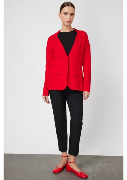 Kadın Ceket Yaka Triko Hırka 63926 Kırmızı modelleri
