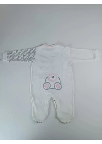 0-3 3-6 Ay Minik Tavşan Nakışlı Boydan Çıtçıt Kapamalı Kız Erkek Bebek Tulumu Ekru fırsatları