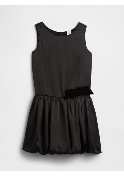 Kız Çocuk Siyah Saten Balon Elbise