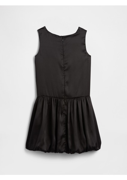 Kız Çocuk Siyah Saten Balon Elbise modelleri