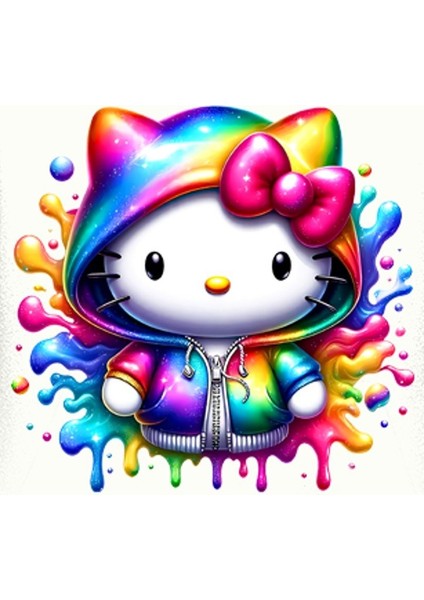 Unisex Hello Kity Baskılı Çocuk Swaetshirt Baskılı Kapüşonlu 3 Iplik Şardonlu modelleri