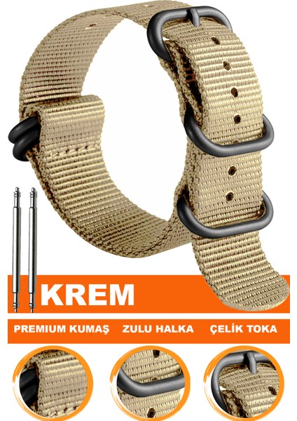 18mm-20mm-22mm-24mm saatlerle uyumlu premıum zulu nato kumaş tekstil saat kordonu kayışı z39nyl1b-bg