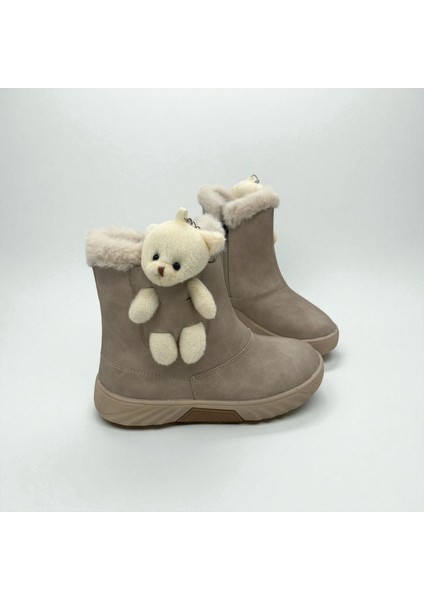 Kız Çocuk Bej Ayıcıklı Kaymaz Taban Bot
