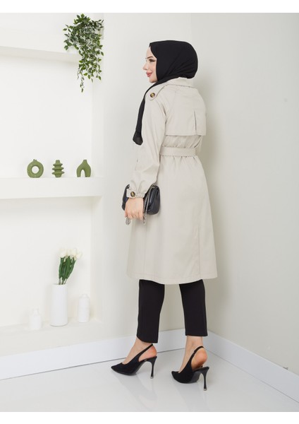 Kadın Taş Lastik Kollu Trençkot fırsatları