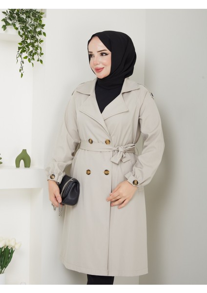 Kadın Taş Lastik Kollu Trençkot indirimleri